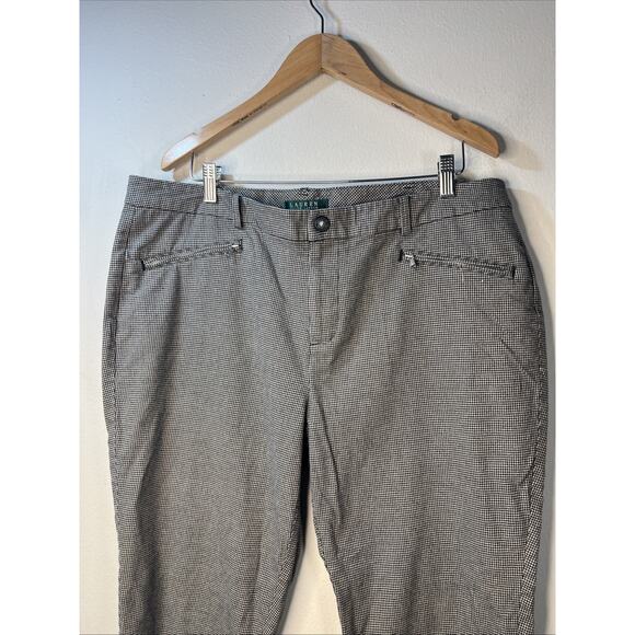 Ralph Lauren women's Size 16 W Pants flat front Houndstooth Black white Pockets - Picture 2 of 7